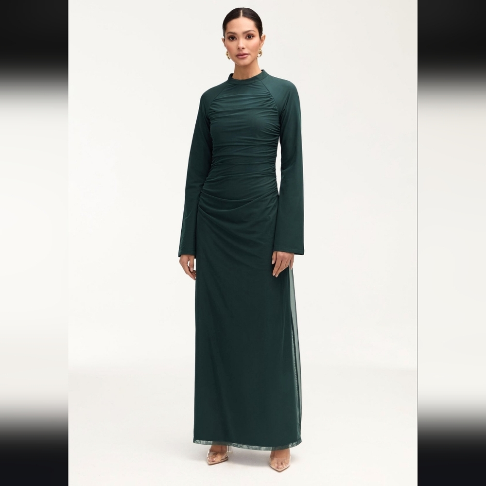 Elegant Green Long Sleeve Dress